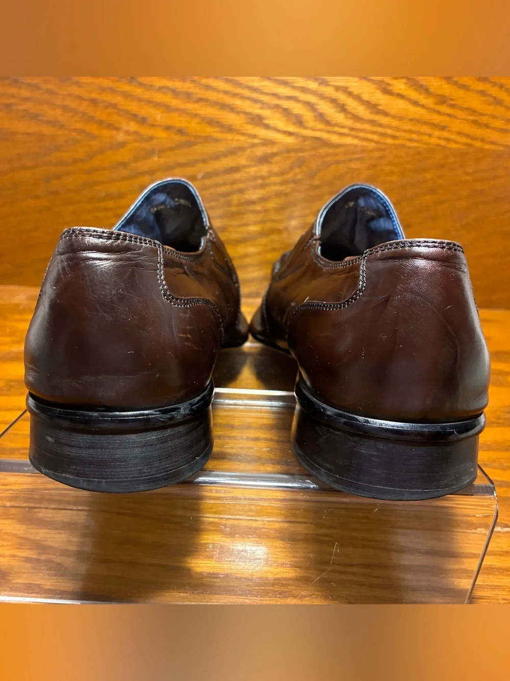 Y2K VTG Robert Wayne Metallic Purple Pinwheel Design Leather Loafers Men’s 12